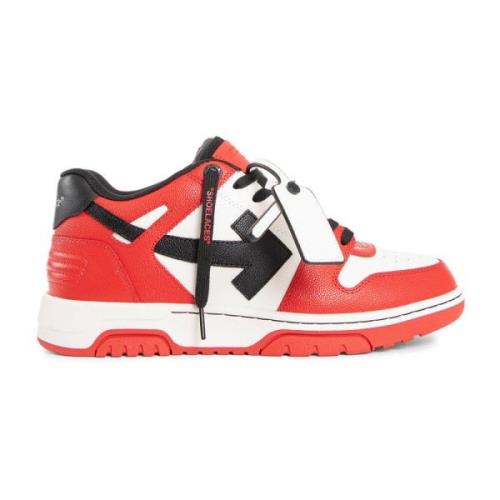 Off White Läderkorg Röd Svart Sneakers Multicolor, Herr