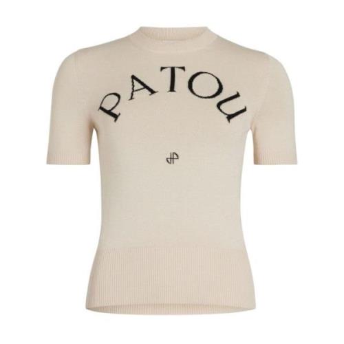 Patou Ivory Vit Jacquard Tröja Beige, Dam