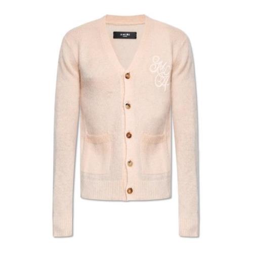 Amiri Cardigan med logotyp Pink, Herr