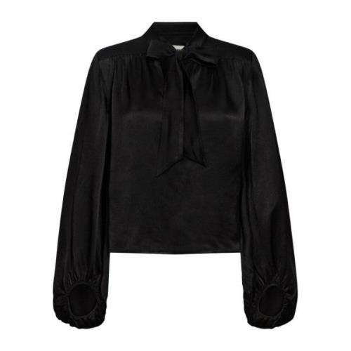 Designers Remix Elegant Bow Blouse för festliga middagar Black, Dam