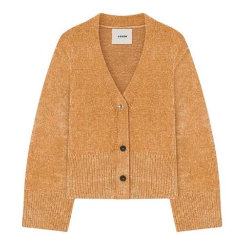 Aeron Chenille Cardigan med A-Motif Knapp Orange, Dam