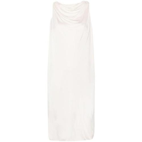 Lanvin Vit Satin Draperad Klänning White, Dam