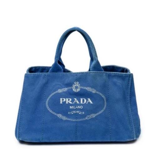 Prada Vintage Pre-owned Canvas handvskor Blue, Dam