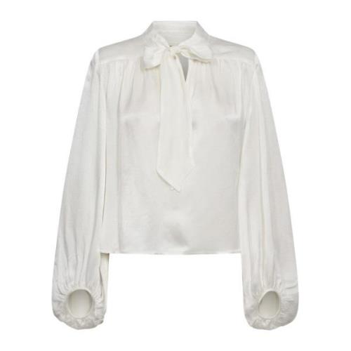 Designers Remix Elegant Lucille Bow Blouse Beige, Dam