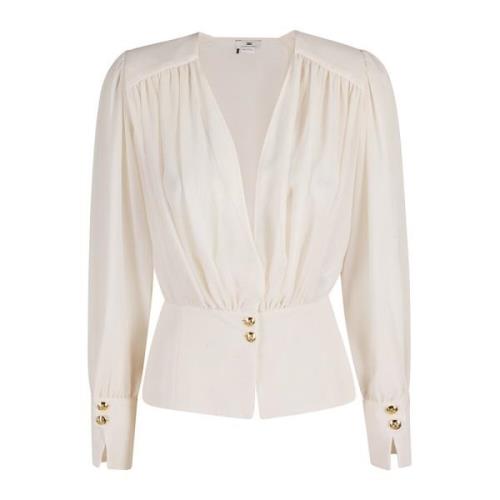 Elisabetta Franchi Elegant Vit Skjorta för Kvinnor Beige, Dam