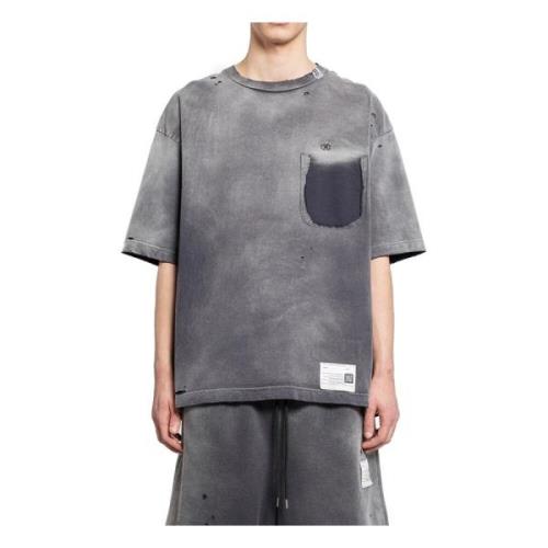 Mihara Yasuhiro Färgat Svart Tee med Distressed Detaljer Gray, Herr