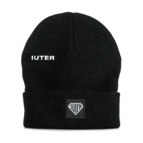 Iuter Svart Logo Vikbar Beanie Mössa Black, Herr