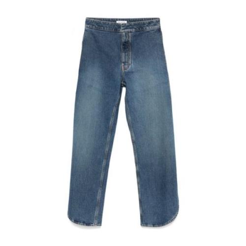 Alaïa Blå Tvättad Denim Jeans med Sprund Blue, Dam