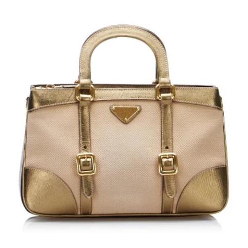 Prada Vintage Pre-owned Nylon handvskor Beige, Dam