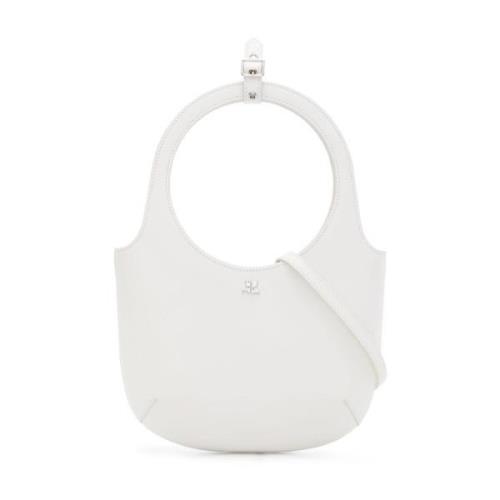 Courrèges Vit läder axelväska med handtag White, Dam