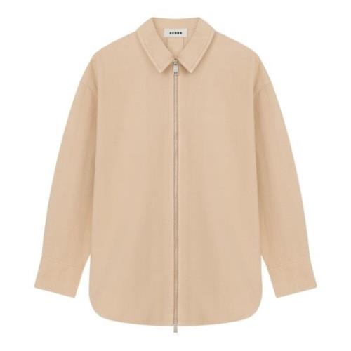 Aeron Denim Overshirt med Keramiska Knappar Beige, Dam