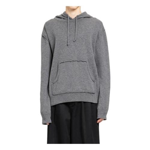 Maison Margiela Kashmir Stickad Hoodie med Känguruficka Gray, Herr