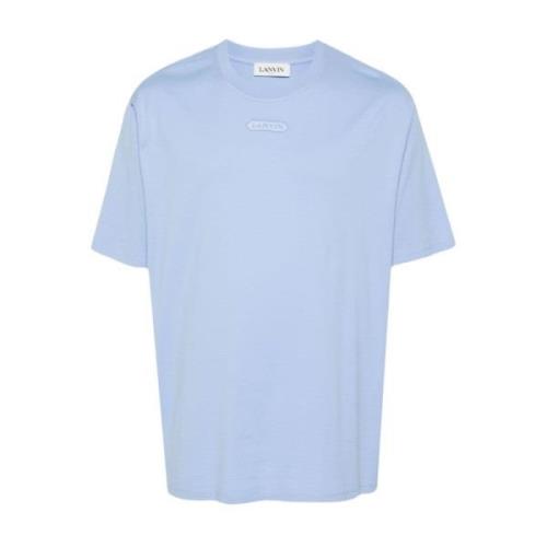 Lanvin Blå Bomull Jersey Logo Broderad T-shirt Blue, Herr