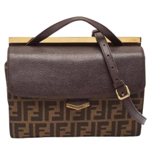 Fendi Vintage Pre-owned Canvas handvskor Brown, Dam