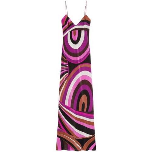 Emilio Pucci Fuchsia Silkesklänning med Abstrakt Mönster Multicolor, D...