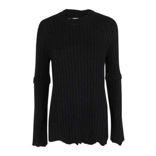 Helmut Lang Ribbstickad Crewneck Tröja Black, Dam