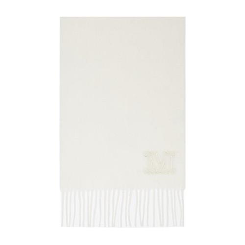 Max Mara Lyxigt Cashmere Halsduk med Monogram Detalj White, Dam