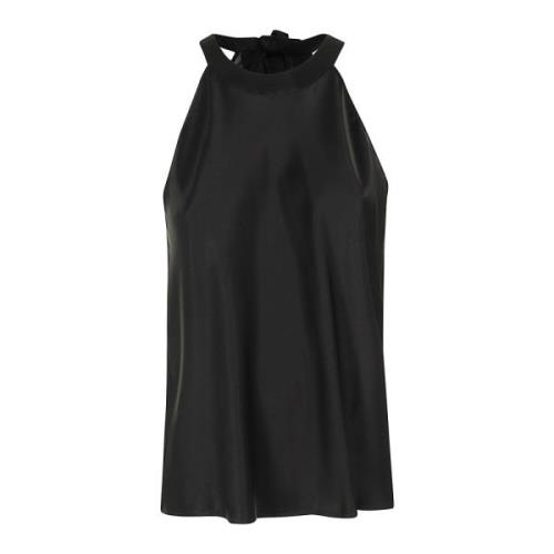 Pinko Satin Topp med Talange Design Black, Dam