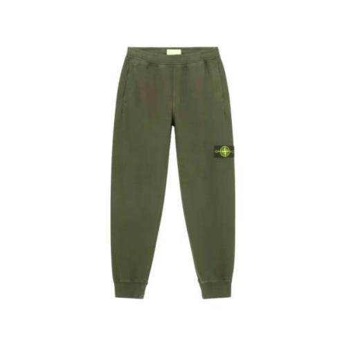 Stone Island Joggingbyxor med borstad bomullsfleece Green, Herr