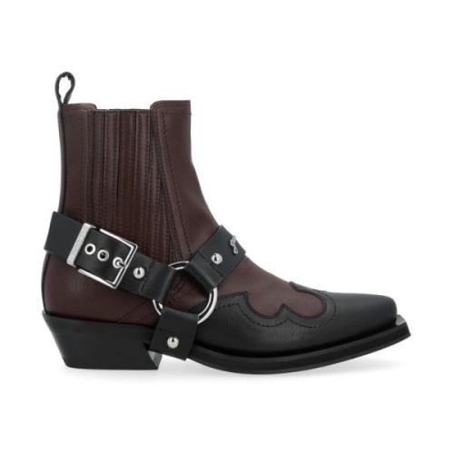 Ganni Western Chelsea Boot i Choklad Brown, Dam