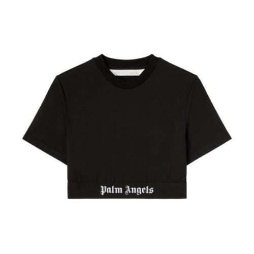 Palm Angels Svart Logo Crew Neck T-shirt Black, Dam