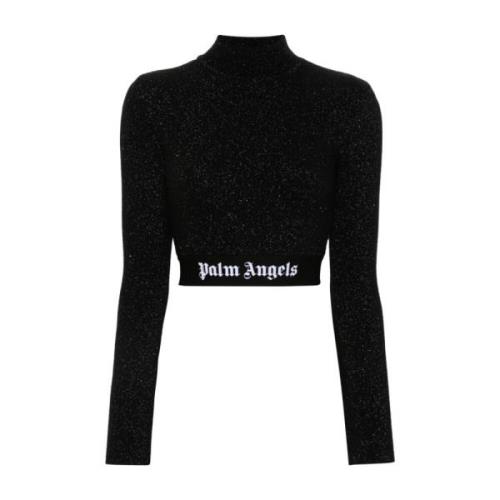 Palm Angels Svart Stickad Lurex Detalj Topp Black, Dam