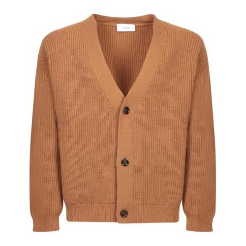 Lardini Brun V-ringad Cardigan Sweater Aw24 Brown, Herr