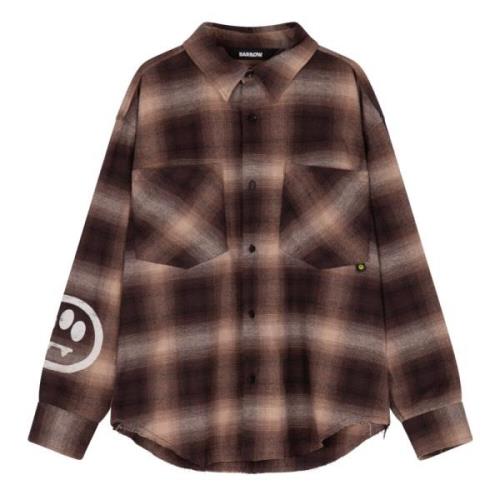 Barrow Flanellskjorta i rutigt 'gammal vintageeffekt' Brown, Herr