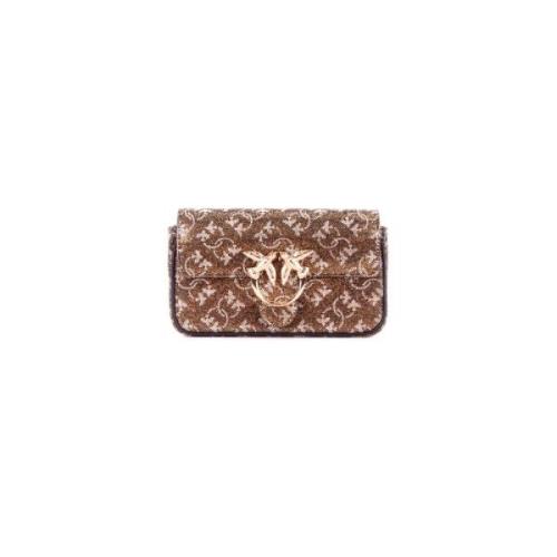 Pinko Brun Väska med Front Logo Clip Brown, Dam