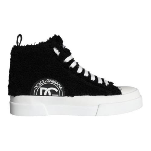 Dolce & Gabbana Hög Topp Sneaker Skor Svart Vit Black, Herr