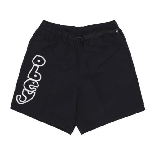 Obey Svarta Webb Bälte Shorts med Fickor Black, Herr