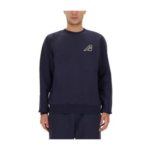 Autry Logo Sweatshirt, Regular Fit, 100% Bomull Blue, Herr