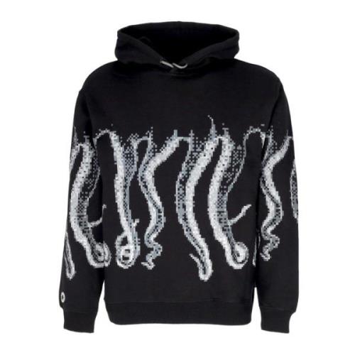 Octopus Svart Outline Hoodie med Tentakel Logo Black, Herr