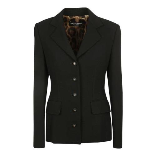 Dolce & Gabbana Svart Ylleblazer Med Revers Black, Dam