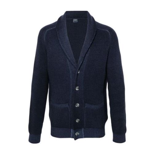 Fedeli Knäppt Engelsk Ribb Cardigan Sweaters Blue, Herr