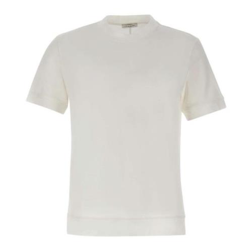 Paolo Pecora Vit Bomull T-shirt med Crew Neck White, Herr