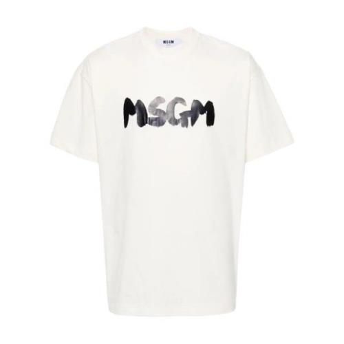 Msgm Penseldrag Logo T-shirts och Polos White, Herr