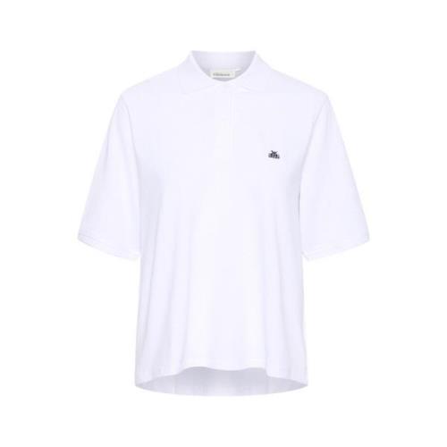 Karen by Simonsen Vit Polo Tee Top Bright White, Dam