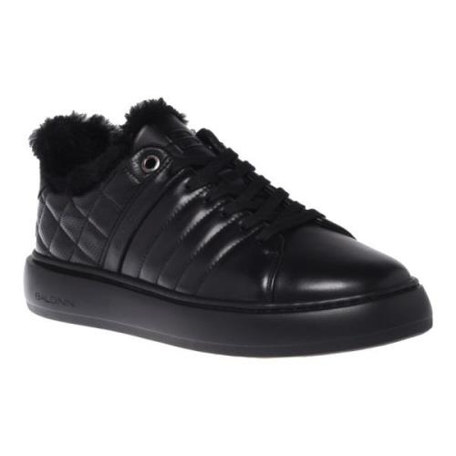 Baldinini Trainers in black speckled leather and quilted leather Black...