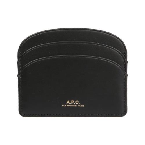 A.p.c. Läderkorthållare med logotyp Black, Dam