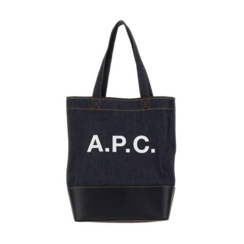 A.p.c. Denim Handtag Axel Tote Väska Blue, Dam