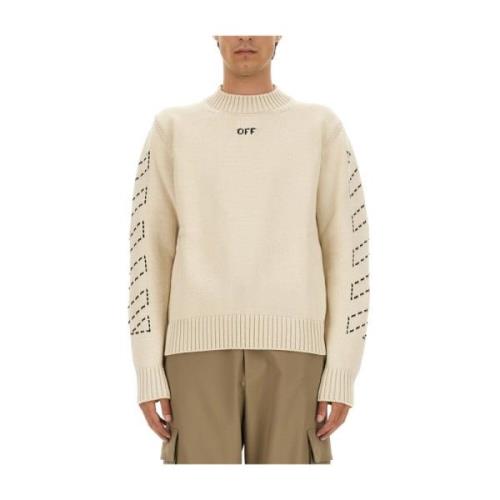 Off White Logo Jersey Regular Fit Made in Italy Beige, Herr