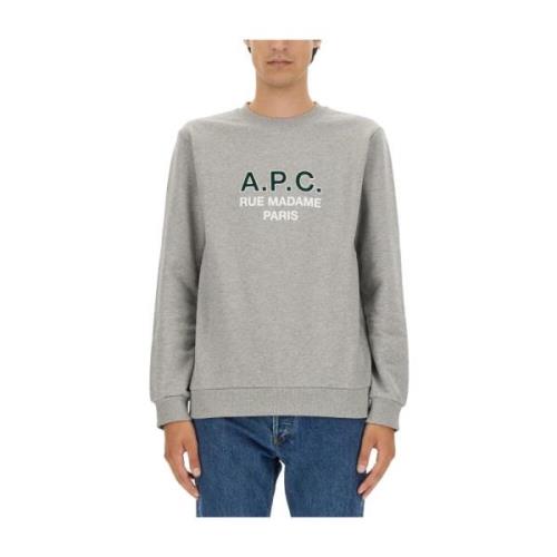 A.p.c. Logo Sweatshirt Regular Fit 100% Bomull Gray, Herr