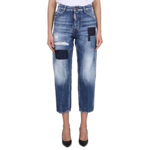 Dsquared2 Knappstängning Boston Jeans Blue, Dam