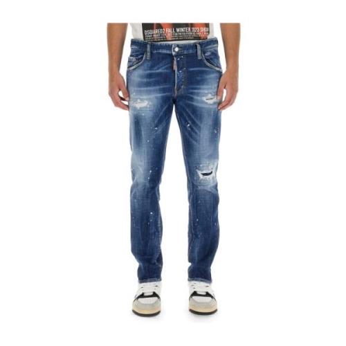 Dsquared2 Patentläder effekt Regular Fit Jeans Blue, Herr