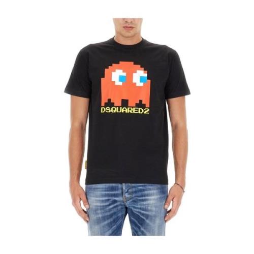 Dsquared2 Pac-Man Logo Print T-Shirt Black, Herr