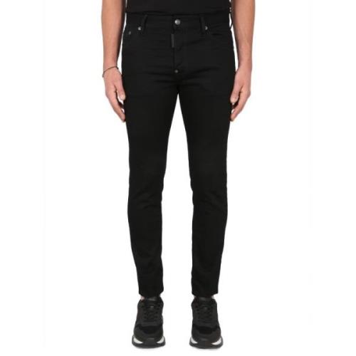 Dsquared2 Stiliga Denim Jeans med Stängning Black, Herr