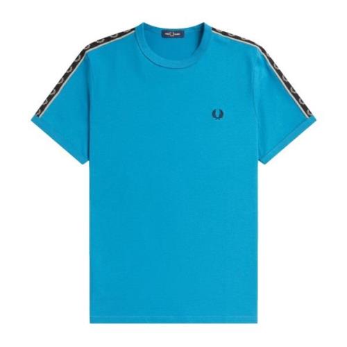 Fred Perry Retro Laurel Tape Ringer T-Shirt Blue, Herr