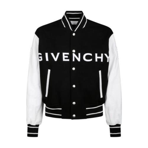 Givenchy Svart Vit Bomberjacka Randig Kant Black, Herr