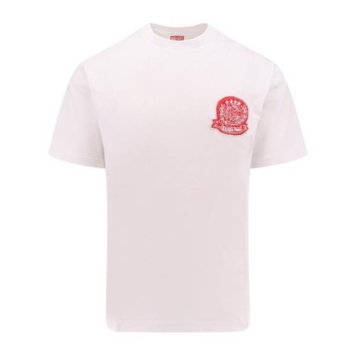 Kenzo Biologisk Bomull T-shirt med Varsity Patch White, Herr